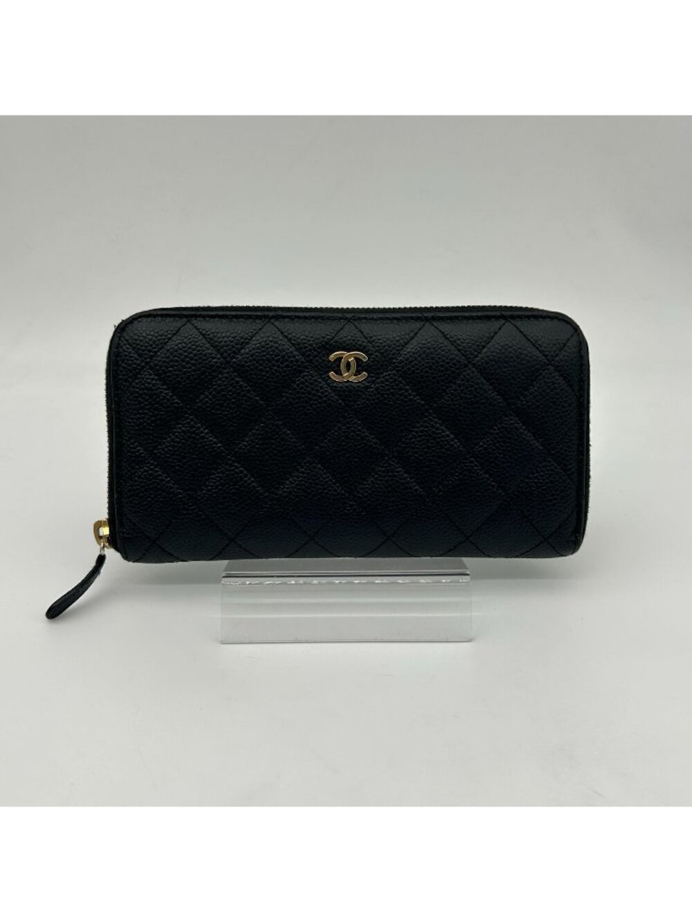 Chanel Wallet Quilted Caviar Leather Black